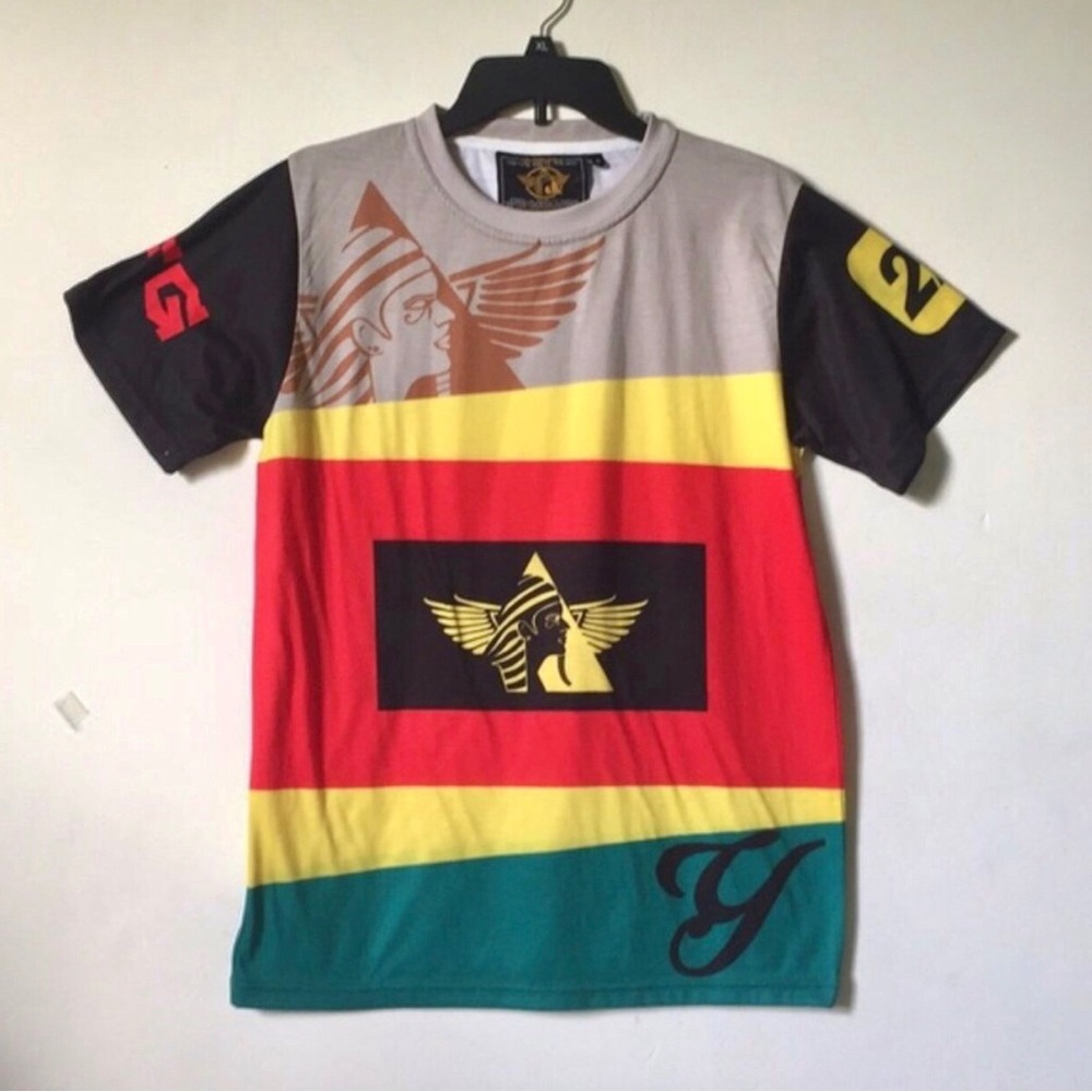 Young Men Small Teen Boys XL/XXL short sleeve colorful Ethnic T Shirt custom USA